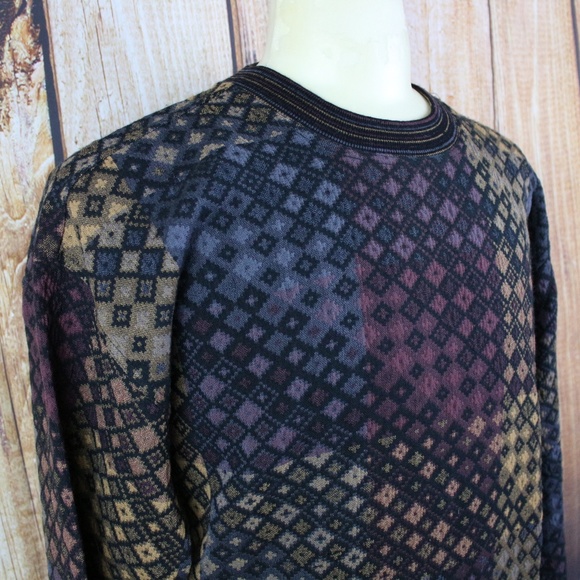 Jhane Barnes Mens Sweater Medium Abstract Wool Bld - Picture 5 of 7